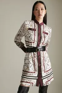 Elegant new Lydia Millen ivory equestrian printed silky mini dress, 10, £235 - Picture 1 of 12