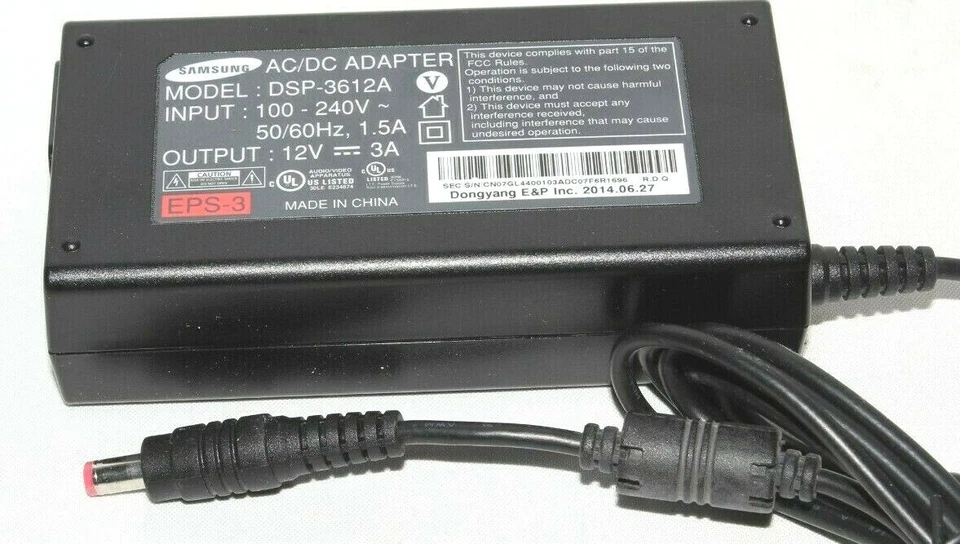 Cargador Adaptador AC/DC 12V 3A 36W 100-240V Fuente de Alimentación Samsung DSP-3612A Usado_ Foto 1 de 2