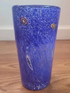 Blue Millifiori 6" High Pint Glass/Vase Murano Style (No Signature or Sticker) - Picture 1 of 11