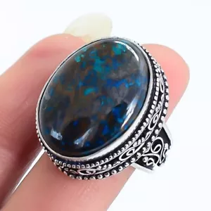 Chrysokoll Edelstein Handgemacht Vintage Stil Silber Schmuck Ringgröße 7 - Bild 1 von 4
