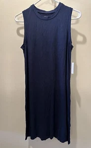 Daily Ritual Tee Dress Women's Cotton Knit Tank Midi Dress Navy Small - Picture 1 of 5