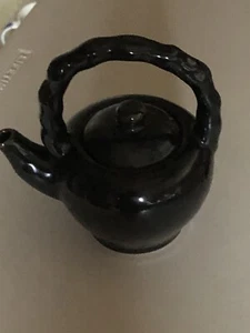 CRATE AND BARREL PORCELAIN TEAPOT BLACK/BROWN 2 CUPS # 274-135 - Picture 1 of 7