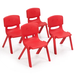 4-pack Kids Plastic Stackable Classroom Chairs Indoor/Outdoor Kindergarten Red - Picture 1 of 12