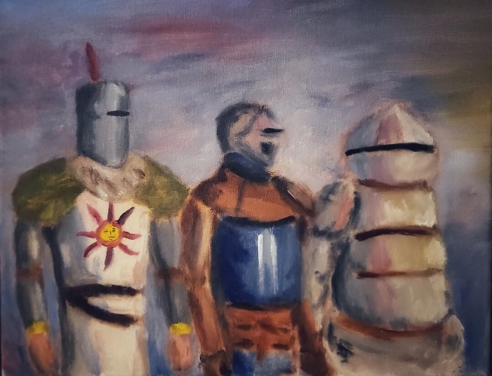 Lordran Trio, Dark Souls - pintura al óleo original - directo del artista Foto 1 de 1