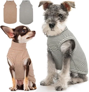 DENTRUN 2 Pack Dog Pullover Stripped Puppy Vest Dog Cat Clothes Soft Sleeveless - Picture 1 of 6