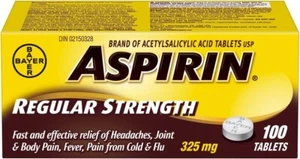ASPIRIN Regular Strength 325mg 100 Tablets - Picture 1 of 2