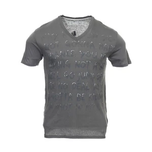 Converse Mens Gray Not Going To Happen Graphic V-Neck T-Shirt (Large, Gray) - Picture 1 of 5