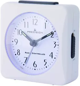 Precision Radio Controlled Analogue Table Crescendo Alarm Clock White PREC0050 - Picture 1 of 5