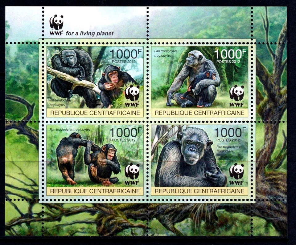Central African Republic 2012 Gorillas - WWF MNH Miniature Sheet Mi 3682-3685 - Image 1 of 1