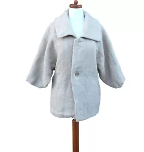 Vintage Kimono Coat 60s Japanese Beige Wool Retro Boho Oriental 10 - Picture 1 of 4