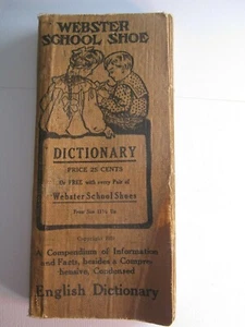 Webster 1910 School Shoe Dictionary Material Cover English Dictionary - Picture 1 of 12