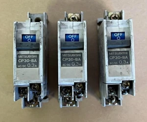 3 PCS MITSUBISHI CIRCUIT PROTECTOR TYPE CP30-BA 1POLE 0.3A - Picture 1 of 5