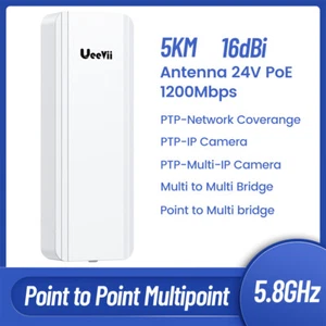 5KM 5.8G 1200Mbps Gigabit Ethernet Wireless WLAN Bridge Wifi Extender Outdoor - Bild 1 von 10