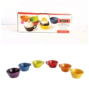 BELLA 6er Set Cupcake Halter Eis Süßigkeiten Nüsse Leckereien Bunt Steinzeug - Bild 1 von 13