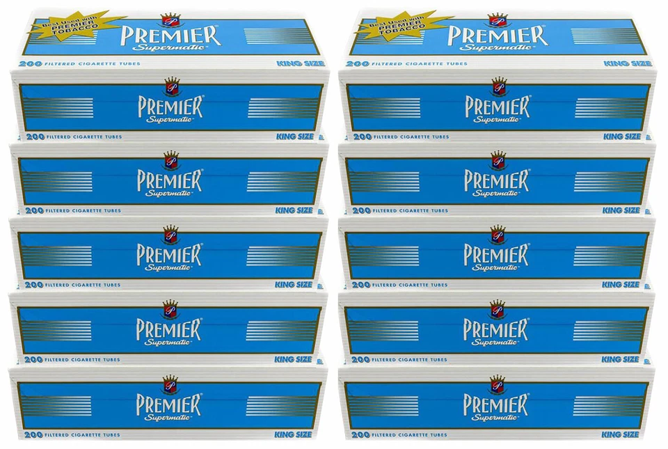 Premier Supermatic King Size Blue Light Cigarette Filter Tubes 10 Boxes 3098-10 - Image 1 of 1