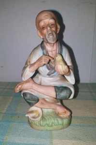 Vintage NapcoWare Keramik Porzellan Biskuit japanischer sitzender Mann - Bild 1 von 6