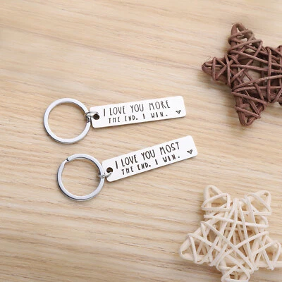 2 PIEZAS Llavero creativo de acero inoxidable I Love You More The End I Win para parejas Foto 1 de 4