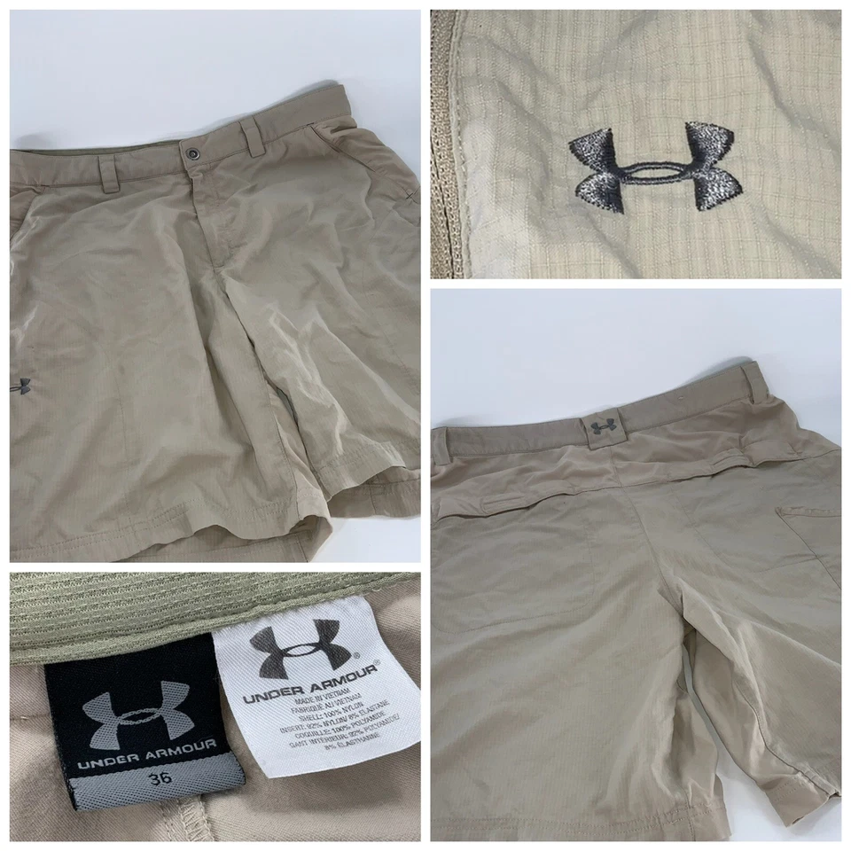 Pantalones Cortos Under Armour Talla 36 Hombres Bronceado Nylon Spandex Frente Plano YGI D2-322 Foto 1 de 4