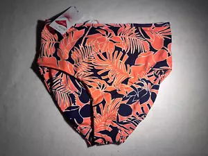 Lands' End High Waist Schwimmen Bikinihose Blumenmuster Marineblau & Orange Damengröße 6-8 - Bild 1 von 7