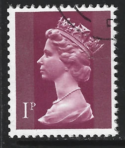 1971 Sg X844 1p purpurrot (2 Bänder) fein gebraucht - Bild 1 von 2
