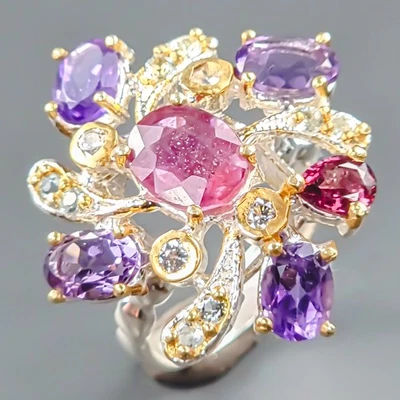 Jewellery Ruby Ring 925 Sterling Silver Size 7.5 /R441878 - Image 1 of 4