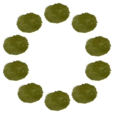 20Pcs Faux Fur Pom Pom Balls, 2.4 Inch Pompoms with Elastic Loop, Army Green - Image 1 of 4