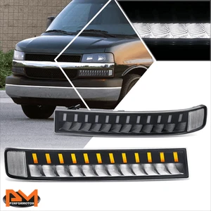 For 03-23 Express Savana LED Sequential Black/Clear Bumper Turn Signal Lights - Picture 1 of 8