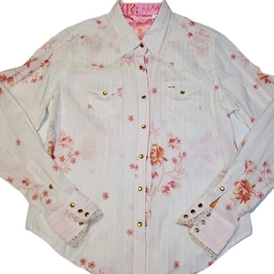 Vintage Twenty X Women's Western Shirt Floral Pink Pearl Snap Button Laced Trim  - Picture 1 of 5