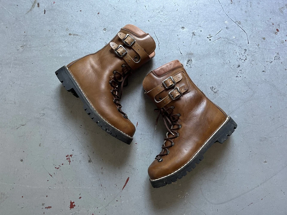 Botas de Combate Ranger de Cuero Marrón Ejército Italiano Años 70 De Colección EU 40.5 US 7.5 Foto 1 de 4