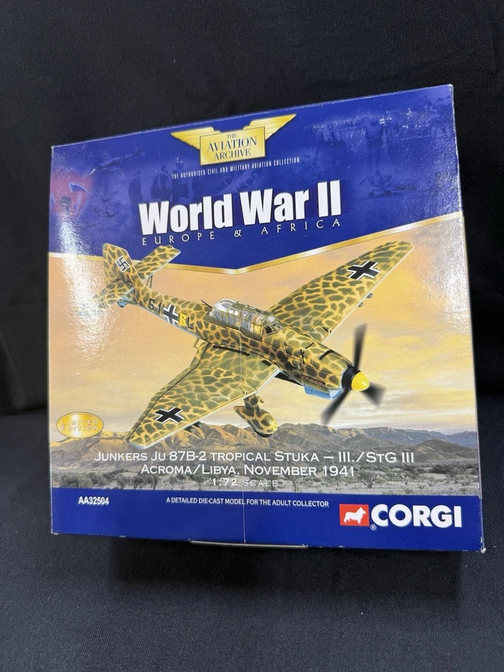 Junkers Ju 87b-2 Stuka Tropical Libya 1941 Corgi Limited Edition AA32504 1 72