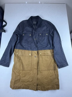 J. Chaqueta de trabajo de campo de algodón encerado Crew abrigo para tareas para hombre pequeña lona larga Foto 1 de 4