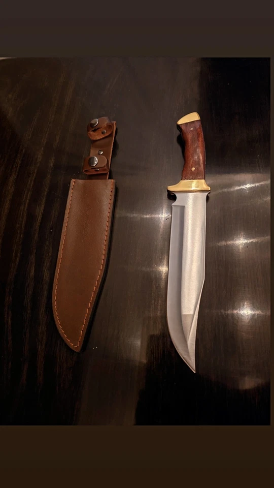 Mossy Oak 14 Inch Bowie Knife Wood Handle With Leather Sheath