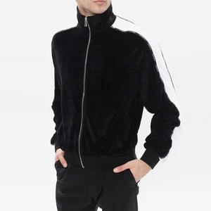 VERSACE Velvet Velour Track Jacket A88743-A1008 Logo Stripe Band Stretch 36-XS-S - Picture 1 of 14