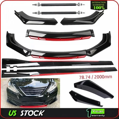 For Nissan Sentra XE Sedan 4-Door Front Bumper Lip Spoil Body Kit+Side Skirt — 第 1/4 张图片