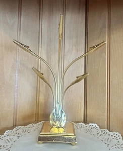 Vintage Gold Metall Memo Halter MCM 1960 Schreibtisch Ständer A & M Leatherlines Inc NYC - Bild 1 von 6