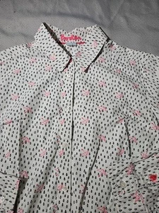 Boden Shirt Womens Size 8 White Rain Drop Umbrella Button Down Preppy Casual - Picture 1 of 11