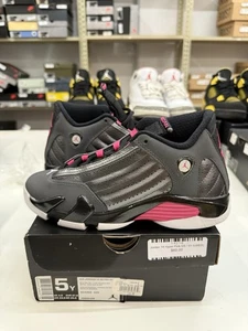 Nike Air Jordan 14 Retro GG dunkelgrau-pink Gr. 5Y - Damengröße 6,5 [654969-028] - Bild 1 von 7