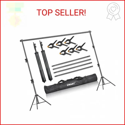 Soporte de fondo de alta resistencia EMART, sistema de soporte de telón de fondo ajustable de 9,2 x 10 pies Foto 1 de 2