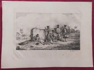 Lithographie XIX siècle:Horace Vernet - Soldats en bataille - Picture 1 of 2