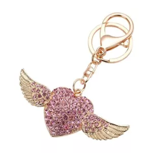 Alas de ángel esmaltadas corazón cristal austriaco Rosetone para mujer grandes - Imagen 1 de 4