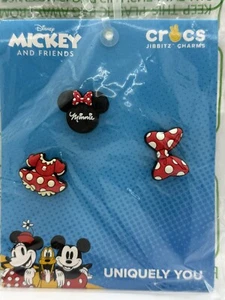 Authentic Crocs Charms Jibbitz Disney MINNIE MOUSE 3 Pack Ears Dress Head - Picture 1 of 1