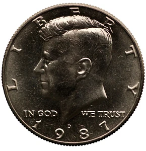1987-D Kennedy Half Dollar BU - Brilliant Uncirculated - Denver Mint A030 - Picture 1 of 2