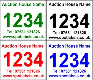   Auction Number Lot Labels Stickers on ROLL sequential Personalised Non Residue - Picture 1 of 13