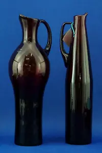 MURANO Coppia grandi brocche vasi vetro soffiato rosso Venezia 1900 XX H. 38 cm - Foto 1 di 24