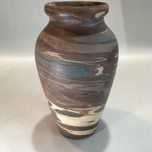 Antique Mission Swirl NILOAK POTTERY VASE Signed 6¼" Arts & Crafts Oak Period - Picture 1 of 9