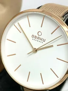 Reloj para mujer Obaku Dinamarca V211LXVIMV esfera blanca cuarzo oro rosa correa de malla - Imagen 1 de 12