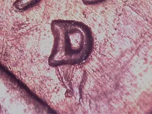 1957 D AU RB Die Crack on the Mint Mark Error Coin - Picture 1 of 4