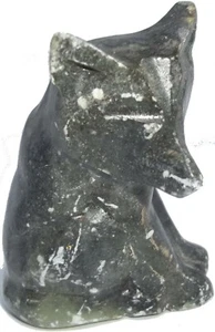 VINTAGE INUIT WOLF CARVING SCULPTURE ARTIST SIGNED LUKE STONE ANIMAL ESKIMO - Picture 1 of 3