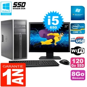 PC HP 8100 Tour Pantalla 22" Core I5-650 RAM 8Go SSD 120Go Grabador DVD Wifi W7 - Imagen 1 de 1