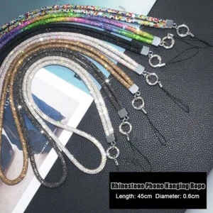 Crystal Phone Rhinestone Lanyard Bright neck hanging chain Phone Accessories - Photo 1 sur 18